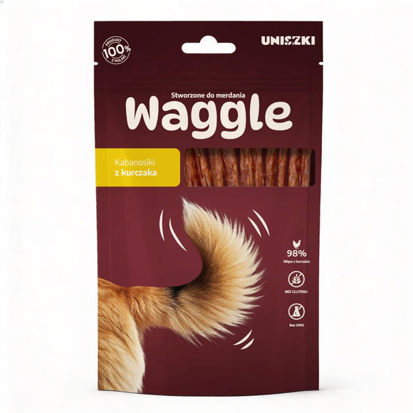 Uniszki Waggle Chicken Kabanos Dog Treats, 60 g