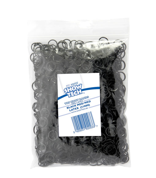 Show Tech Latex Rubber Bands – Black, 0.8 cm Diameter, 1000 Pack, Durable and Flexible