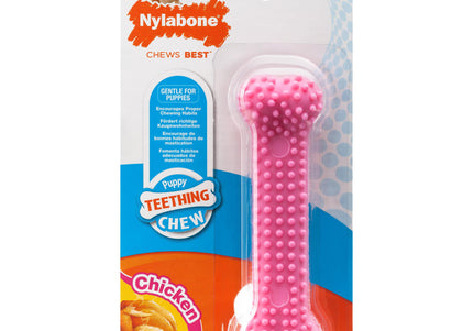 Nylabone Puppy Dental Bone Chicken XS – Safe Chew Toy, Chicken Scented, Blue, Gentle Cleaning