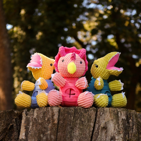 Dashi Trici Dino Toy – Pink Dinosaur Chew Toy with Treat Slot, Durable Design