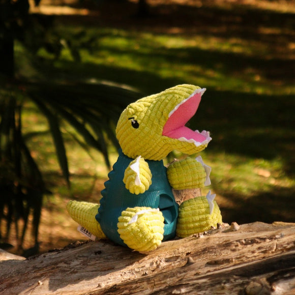 Dashi Rexi Dino Toy – Green Dinosaur-Shaped Treat Slot Toy, Durable Chew Design