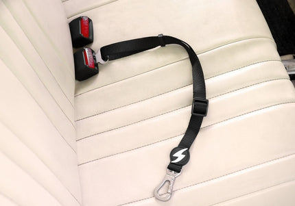 Dashi Solid Black Seat Belt – Adjustable Car Leash with Secure Clip, Durable Nylon Design