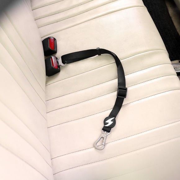 Dashi Solid Black Seat Belt – Adjustable Car Leash with Secure Clip, Durable Nylon Design