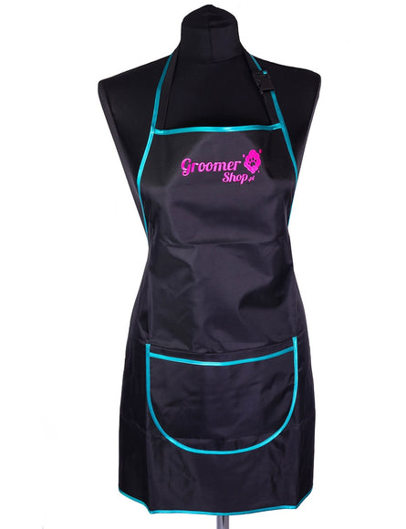 Waterproof Grooming Apron – Adjustable Fit with Pocket and Turquoise Trim, Durable Protection
