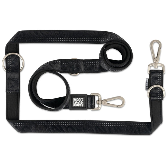 Max&Molly Matrix 2.0 Multi-Function Leash – Reflective, Detachable, Black, Medium Size