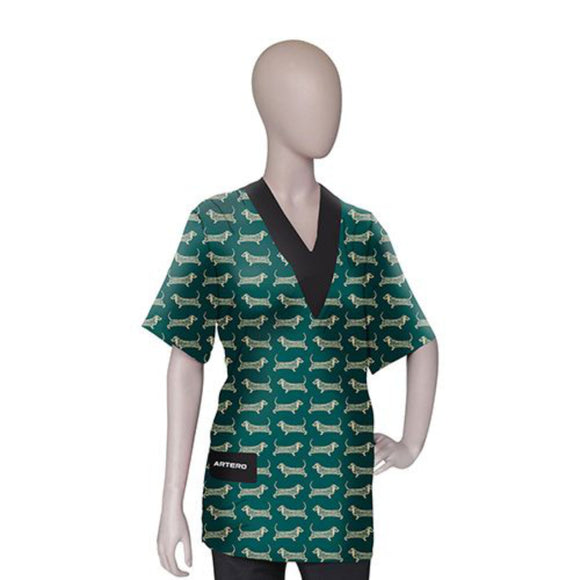 Artero Cordoba Teckle Green Grooming Sweatshirt with Dachshund Pattern, XL Size