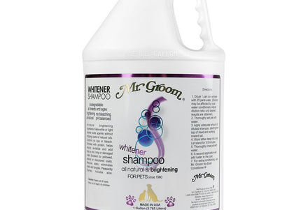 Mr. Groom Whitener Shampoo – Concentrated 1:25 Formula, Enhances White and Light Fur, 3.8L