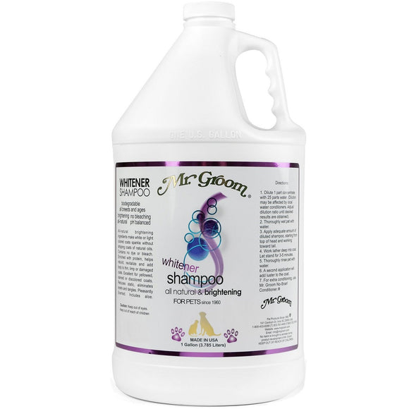 Mr. Groom Whitener Shampoo – Concentrated 1:25 Formula, Enhances White and Light Fur, 3.8L