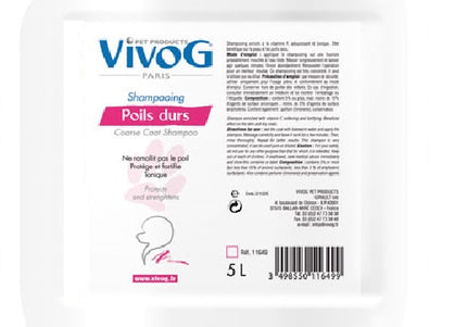 Vivog Poils Durs Shampoo – Wire Coat Formula, 5L, Deep Cleansing and Nourishing