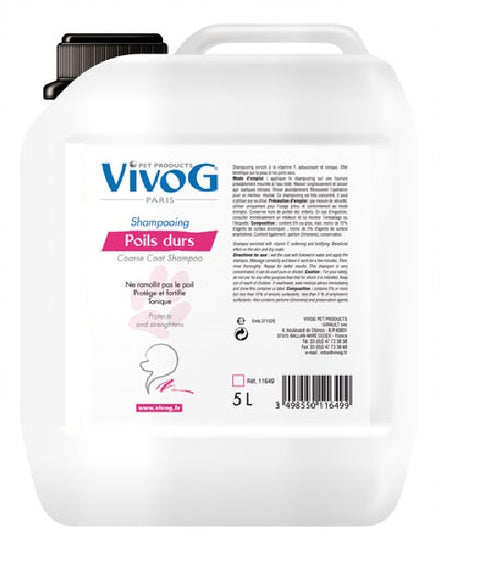 Vivog Poils Durs Shampoo – Wire Coat Formula, 5L, Deep Cleansing and Nourishing