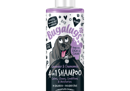 Bugalugs 4in1 Dog Shampoo – Calming Lavender and Chamomile Concentrate, 250ml, 1:10 Dilution