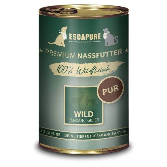 Escapure Wild Pur Wet Food – 100% Venison, Grain-Free, Natural Protein, 400g Can