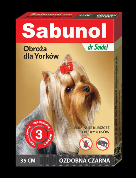Dr. Seidel Sabunol Decorative Black Collar 35cm – Tick and Flea Protection for Yorkies