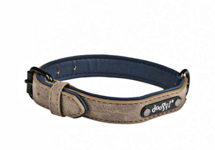 Doogy Simili Sweet Eco-Leather Dog Collar – Beige and Gray, 40cm, Durable Design