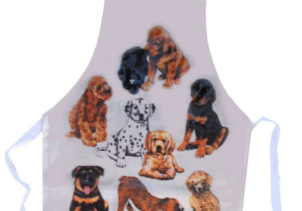HPP White Grooming Apron – Protective Waterproof Design with Playful Puppy Motif