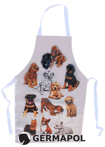 HPP White Grooming Apron – Protective Waterproof Design with Playful Puppy Motif