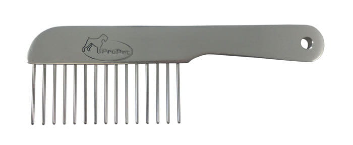 ProPet Solid Aluminum Grooming Comb with Handle – 4cm Needles, 5mm Spacing