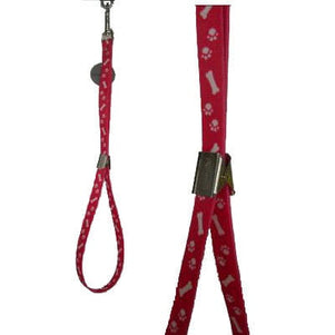 Trim Nylon Grooming Leash – Pink with Ankle and Paw Print, 16mm x 44cm, Durable Design