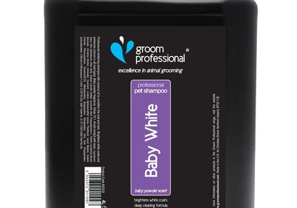 Groom Professional Baby White Shampoo – Brightening Formula with Baby Powder Scent, 4L