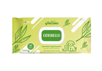 Record Citronella Grooming Wipes – Lemongrass Scented, Multi-Purpose Cleaning, 40 Pack