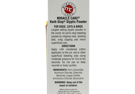 Miracle Care Kwik Stop Styptic Powder – Fast-Acting Bleeding Stopper, 14g Jar