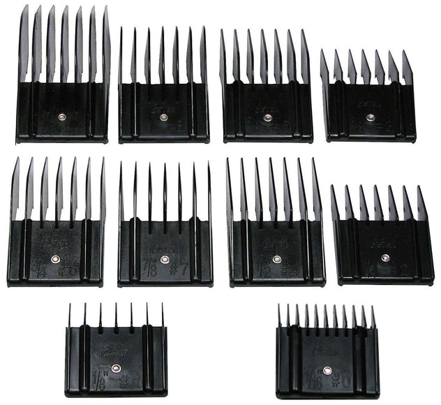 Oster Snap-On Blade Attachments Set – 10 Durable Plastic Guide Combs, Assorted Sizes