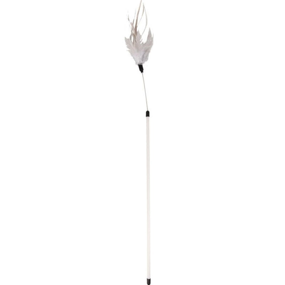 Flamingo Rumba Cat Teaser Stick – Flexible Wand Toy with Feathers, White, Engaging Play