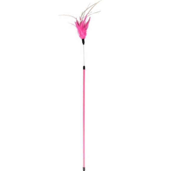 Flamingo Rumba Cat Teaser Stick – Flexible Wand Toy with Feathers, White, Engaging Play