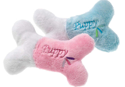 Flamingo Plush Bone Toy 13cm – Soft Squeaky Puppy Play Bone in Blue