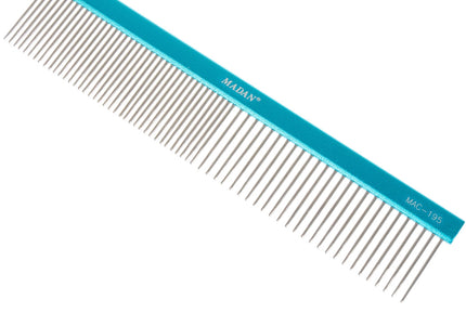 Madan Professional Light Comb 19cm – Lightweight Aluminum Handle, Mixed Tooth Spacing, Purple