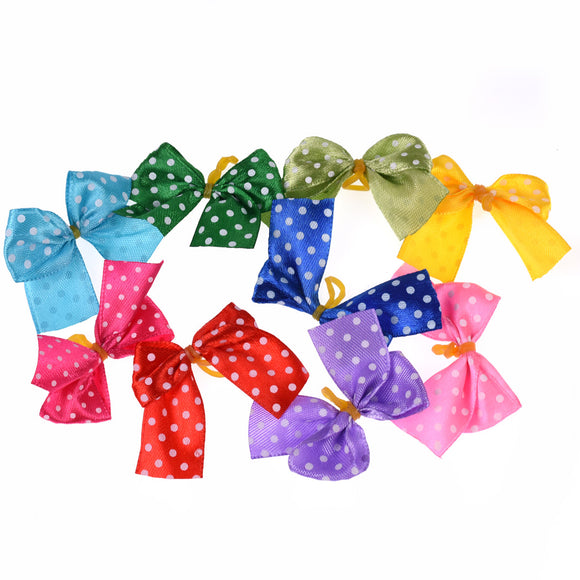 Blovi Polka Dot Satin Grooming Bows – Colorful Elastic Set, 25 Pieces
