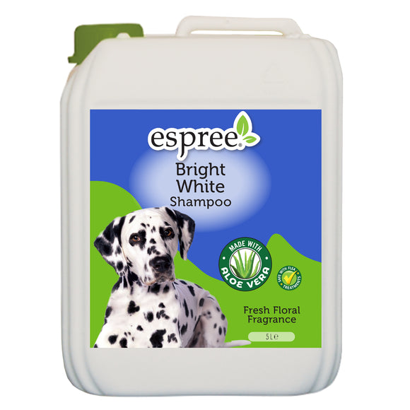 Espree Bright White Shampoo – Enhances White and Light Coats, 5L Concentrated Formula