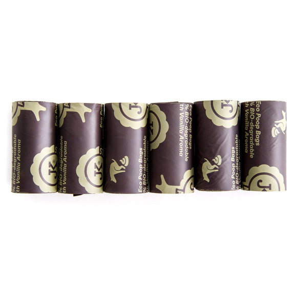 JK Animals Biodegradable Poop Bags – Eco-Friendly Leakproof Waste Disposal, 6 Rolls of 15