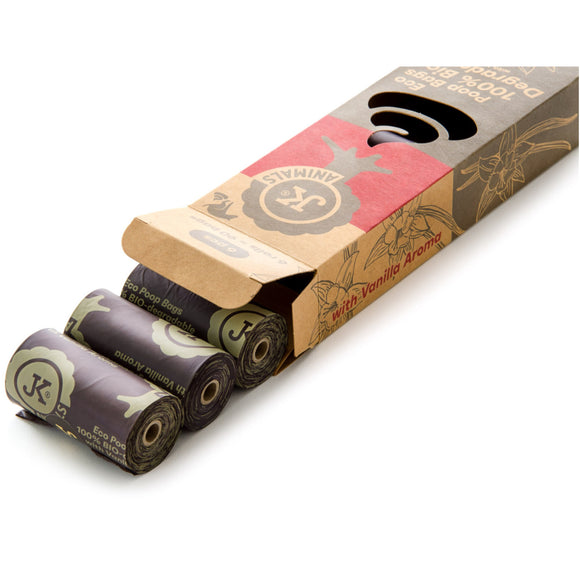 JK Animals Biodegradable Poop Bags – Eco-Friendly Leakproof Waste Disposal, 6 Rolls of 15