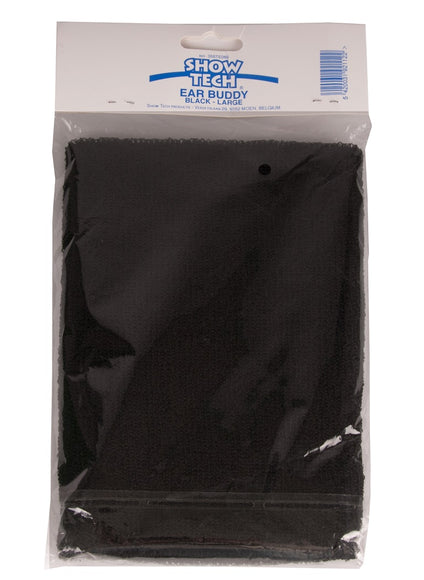 Show Tech Ear Buddy L Black Headband – Large Size, Gentle Drying Aid for Sensitive Dogs