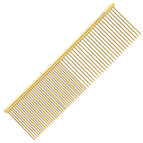 So Posh Magnifique Metal Grooming Comb 19cm – Gold Finish, Mixed 50/50 Pins