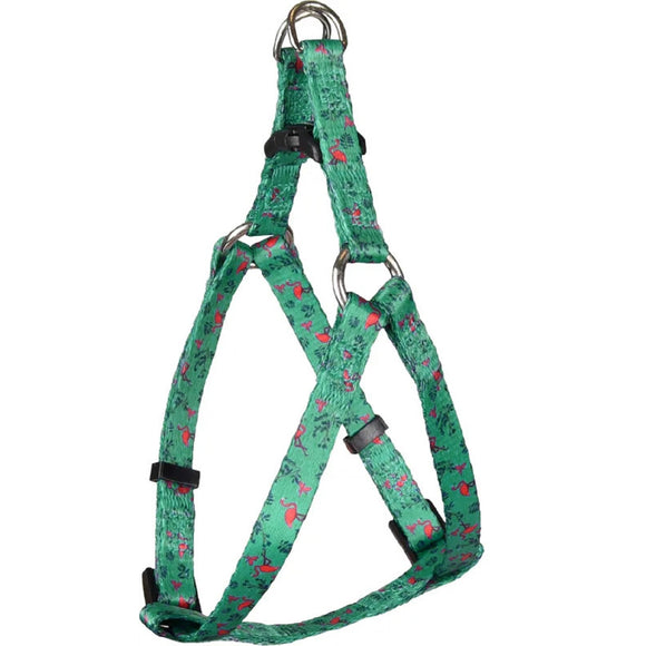 Flamingo Step&Go Samar Green Harness – XS Nylon Step-In Design with Leaf Pattern