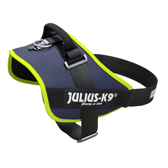 Julius-K9 IDC Powerharness Jeans Neon – Premium Denim Harness, Neon Accents, Baby 1 Size