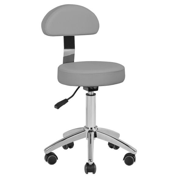 Gabbiano AM 304 Grooming Chair – Adjustable Height Stool with Backrest, Gray Finish