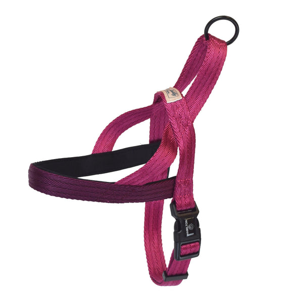 Hamilton Go Boldly Norwegian Dog Harness – Soft Nylon, Raspberry, Small Size, Comfortable Fit