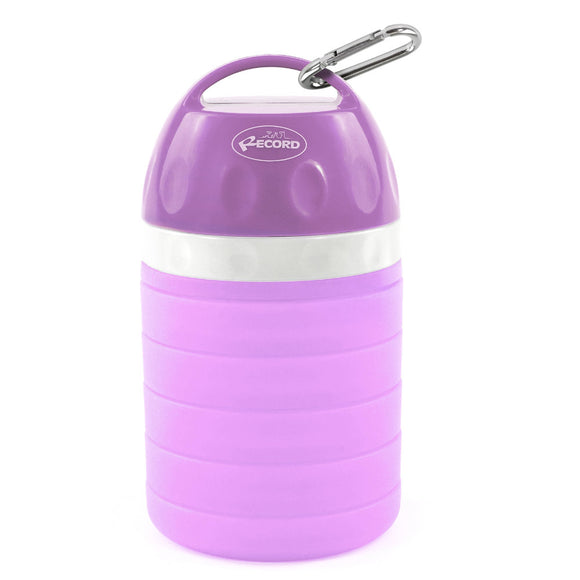 Record Drop Collapsible Water Bottle 600ml – Lightweight Foldable Design, Purple Color