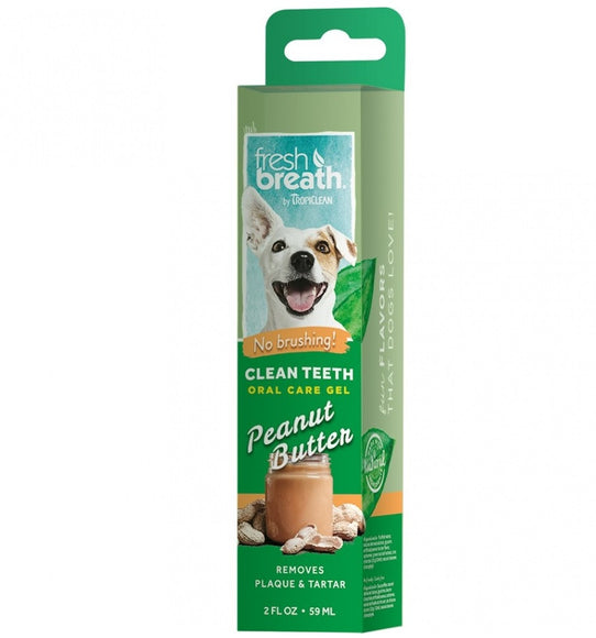TropiClean Fresh Breath Clean Teeth Gel – Peanut Butter Scent, 59ml, Fast-Acting Oral Hygiene