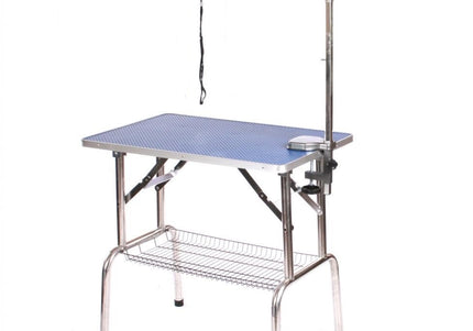 Blovi Trimming Table 95x55cm – Sturdy Grooming Surface with Extension Arm and Storage Basket, Black