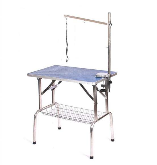 Blovi Trimming Table 95x55cm – Sturdy Grooming Surface with Extension Arm and Storage Basket, Black