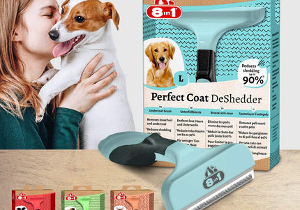 8in1 Perfect Coat DeShedder L – Large Size Undercoat Remover with Ergonomic Grip