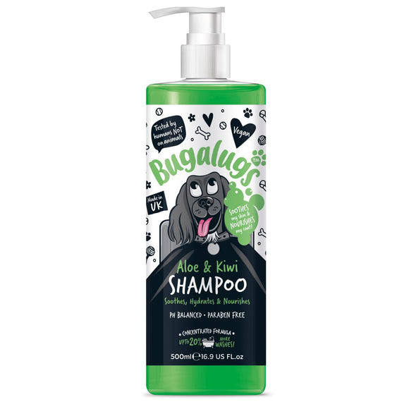 Bugalugs Aloe & Kiwi Shampoo – Soothing Moisturizing Concentrate, 1:10 Dilution, 500ml Bottle
