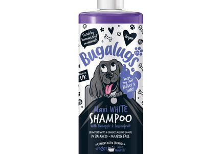 Bugalugs Maxi White Shampoo – Color-Enhancing Formula, Brightens White Coats, 500ml