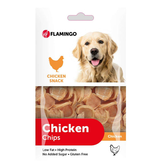 Flamingo Chick'N Chips Chicken Rings – Tasty Natural Dog Treats, 85g Resealable Pack