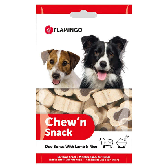 Flamingo Chew'n Snack Duo Bones 150g – Lamb and Rice Training Treats, Tasty and Nutritious