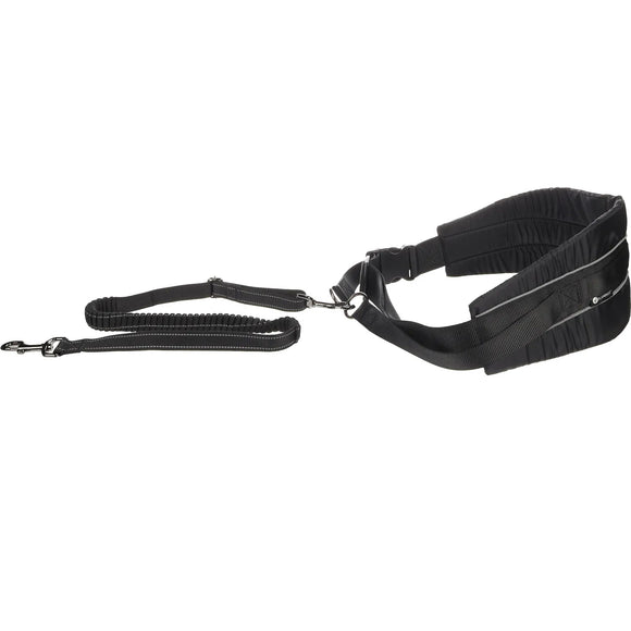 Flamingo CaniCross Jogging Leash – Cushioned Running Leash with Wide Adjustable Belt, Black